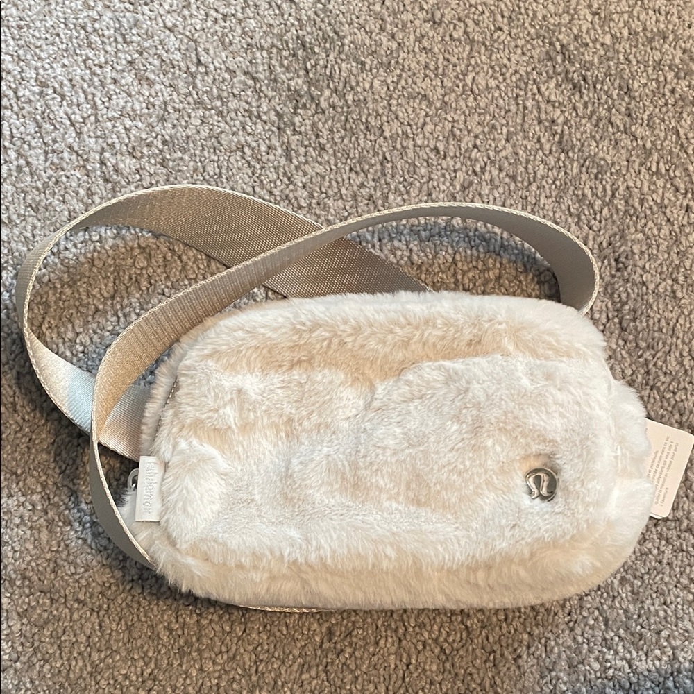 Lululemon Athletica Cream Furry Crossbody Bag- NWT